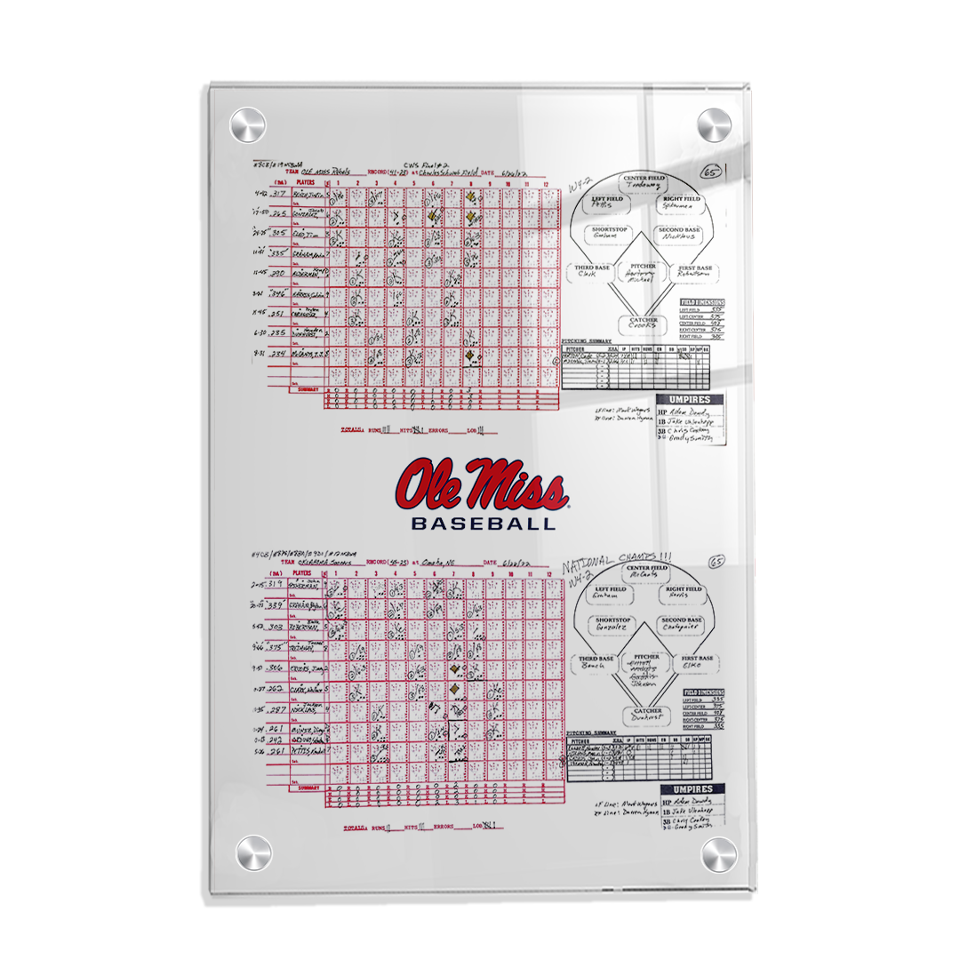 Ole Miss Rebels - Full CWS Champions Scorecard - College Wall Art #Canvas