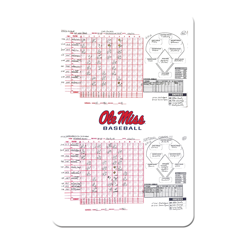 Ole Miss Rebels - Full CWS Champions Scorecard - College Wall Art #Canvas