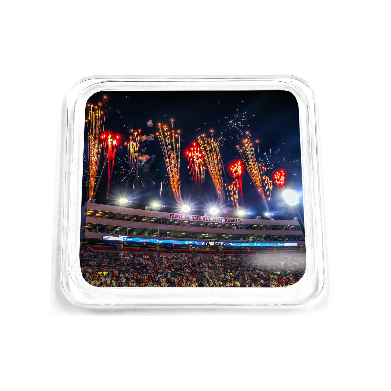Ole Miss Rebels - Fireworks over Vaught-Hemingway Drink Coaster