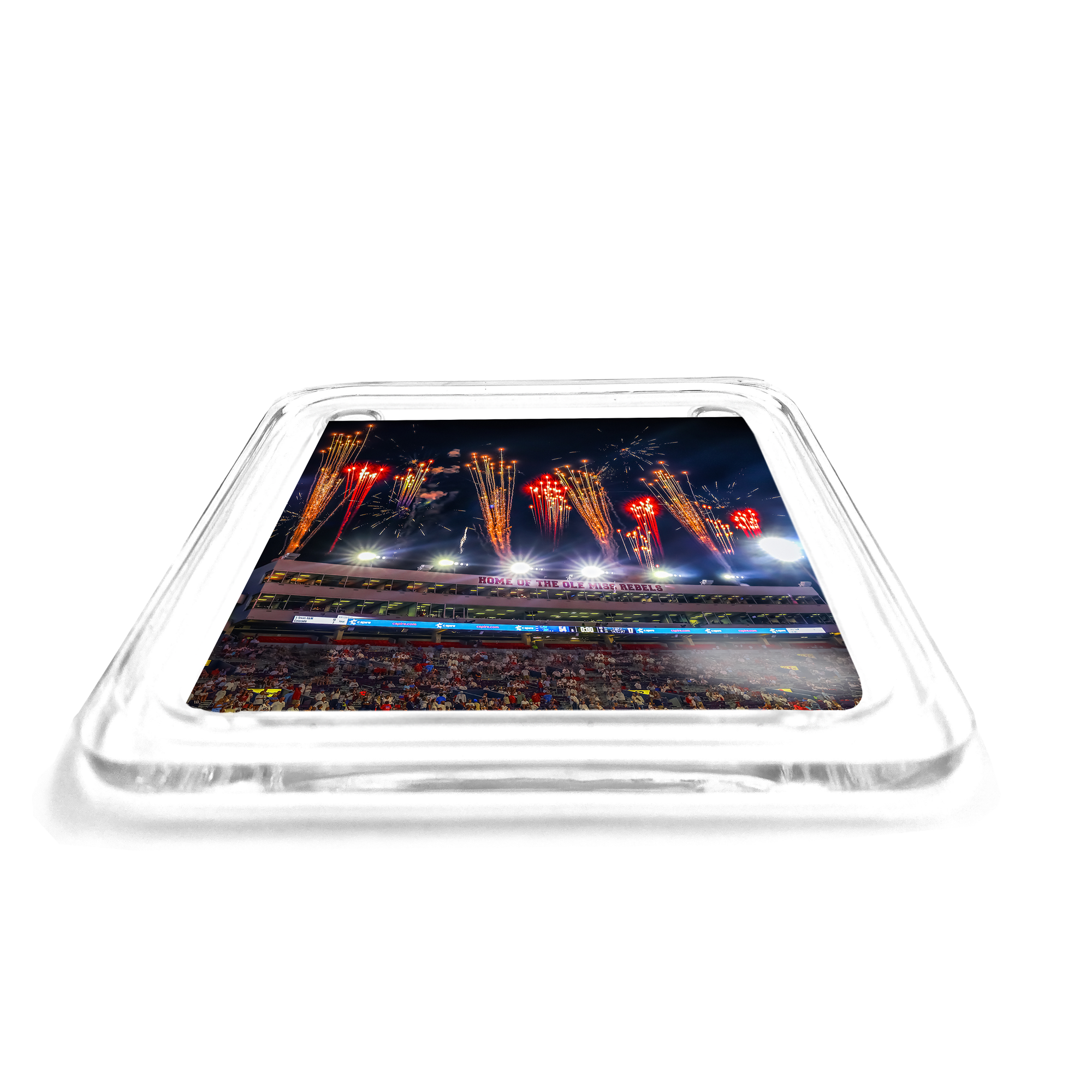 Ole Miss Rebels - Fireworks over Vaught-Hemingway Drink Coaster