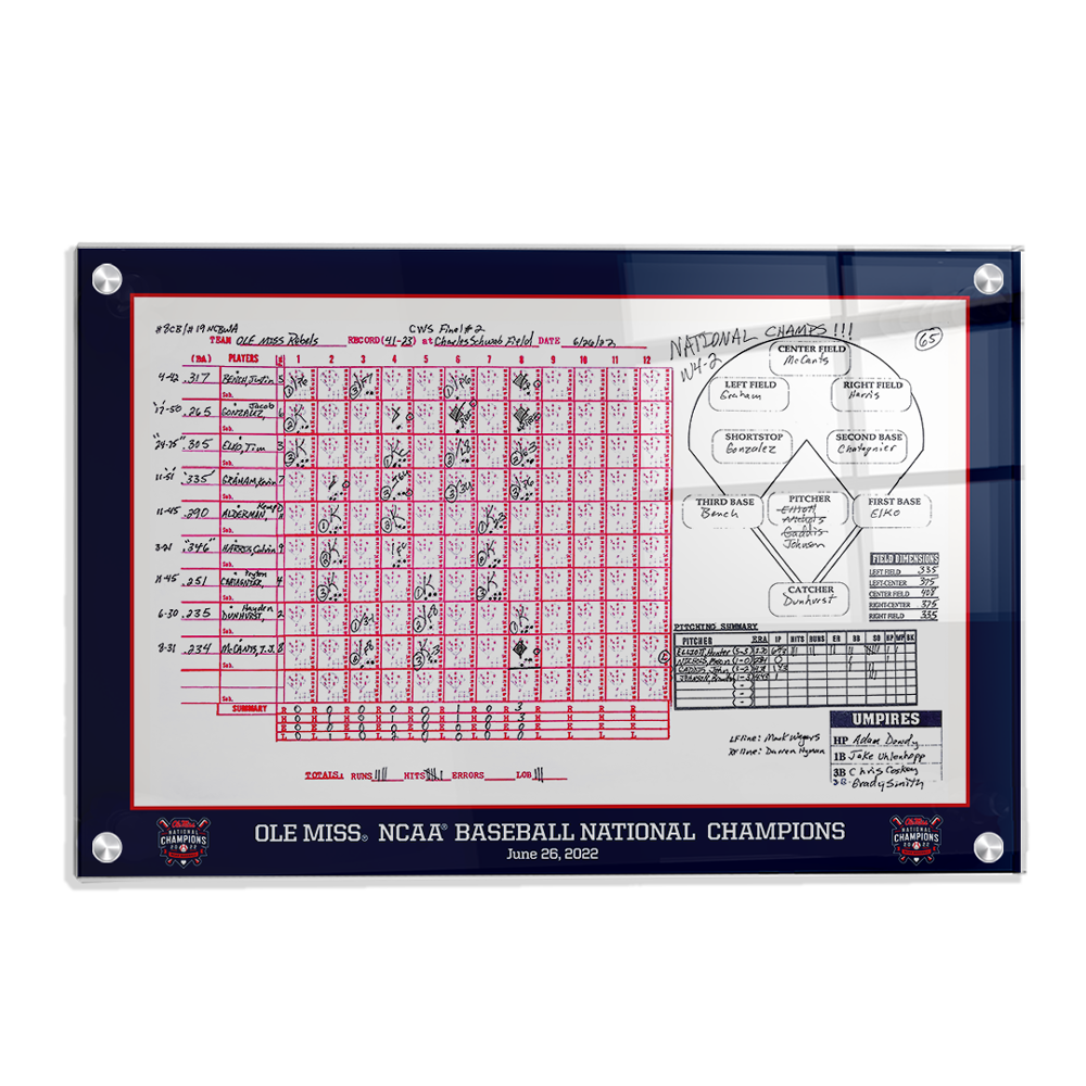 Ole Miss Rebels - Ole Miss NCAA Baseball National Champions Score - College Wall Art #Canvas