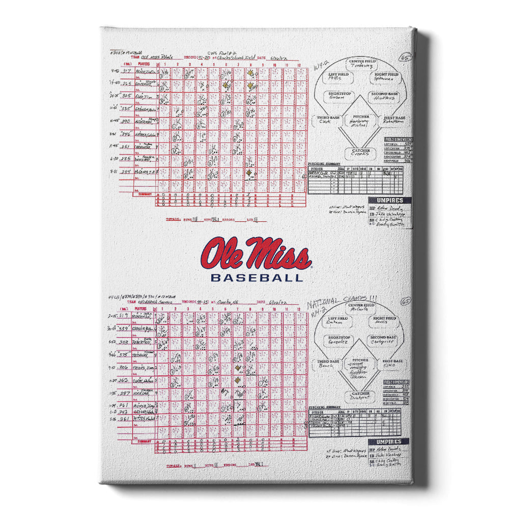 Ole Miss Rebels - Full CWS Champions Scorecard - College Wall Art #Canvas