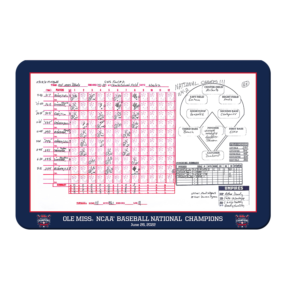 Ole Miss Rebels - Ole Miss NCAA Baseball National Champions Score - College Wall Art #Canvas