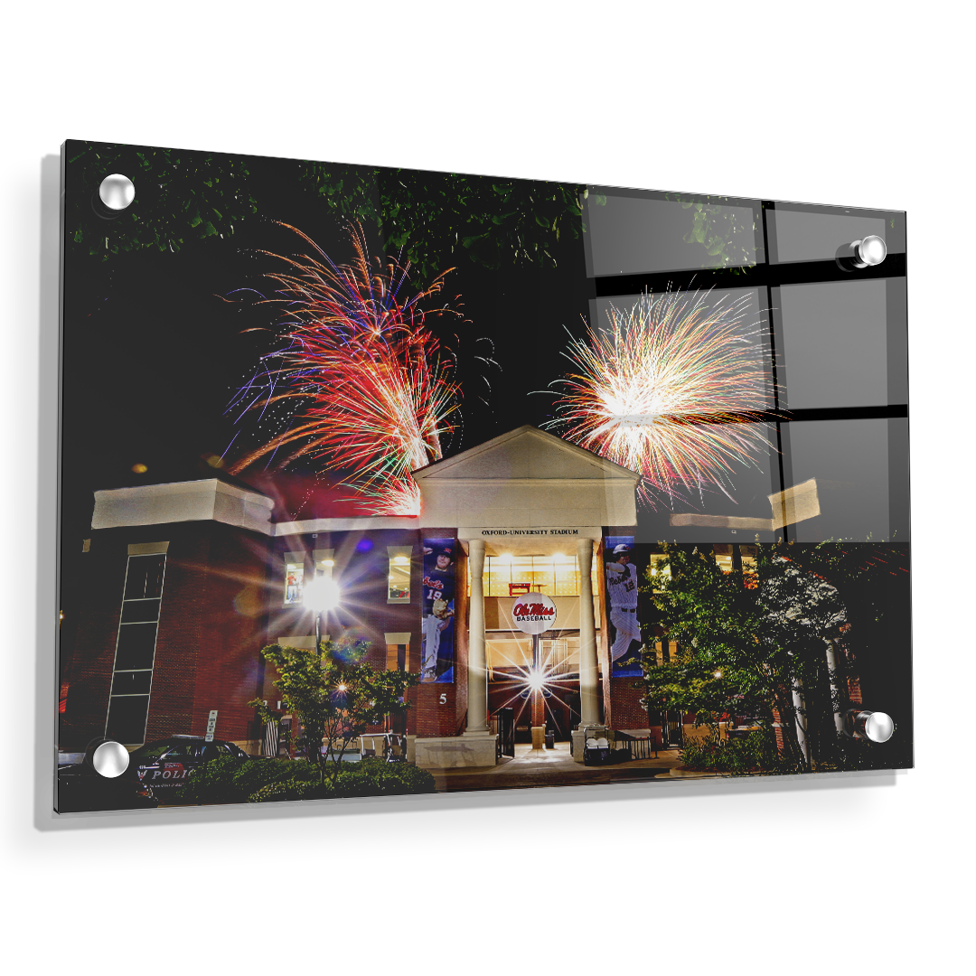 Ole Miss Rebels - Oxford University Stadium Fireworks - College Wall Art #Canvas