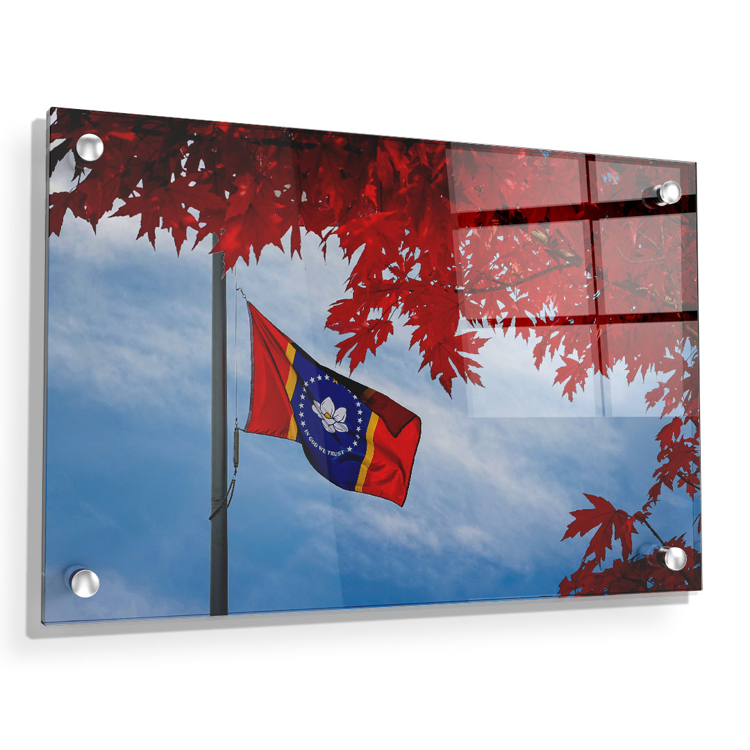 Ole Miss Rebels - Fall Magnolia State Flag - College Wall Art #Canvas