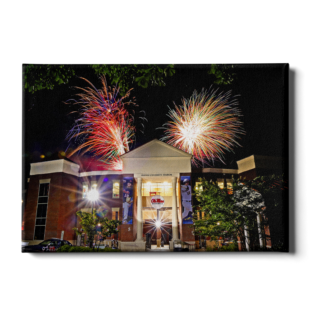 Ole Miss Rebels - Oxford University Stadium Fireworks - College Wall Art #Canvas