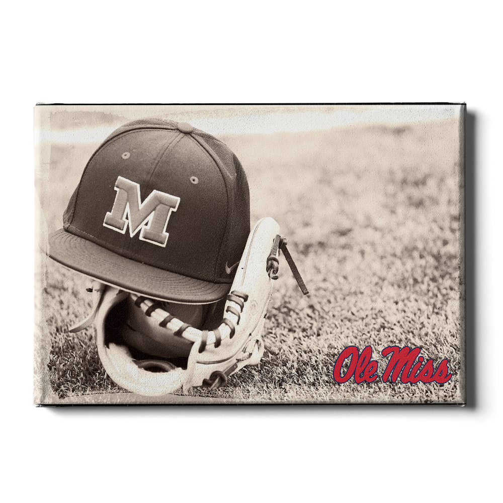 Ole Miss Rebels - Ole Miss Vintage Baseball - College Wall Art #Canvas