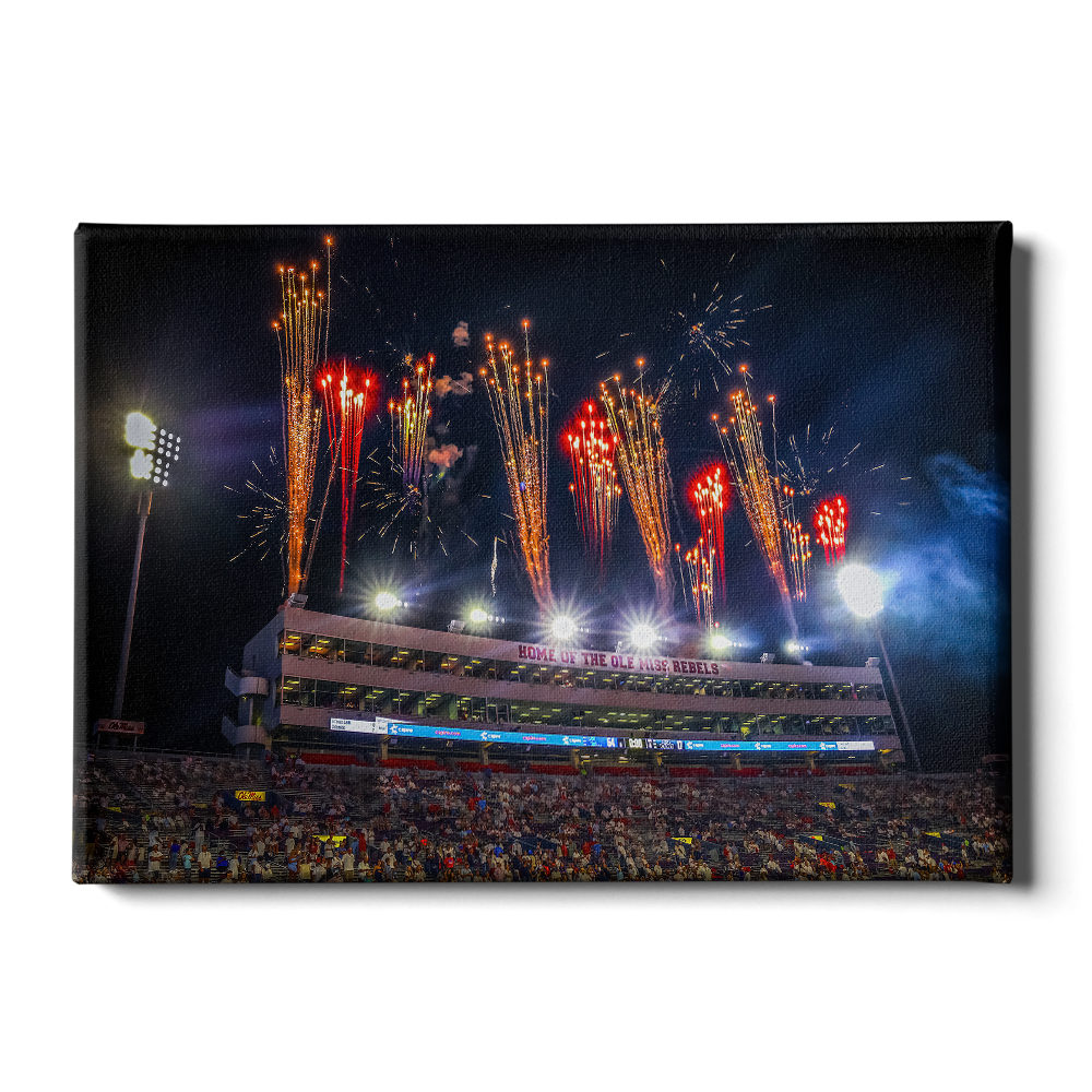 Ole Miss Rebels - Fireworks over Vaught-Hemingway - College Wall Art #Canvas