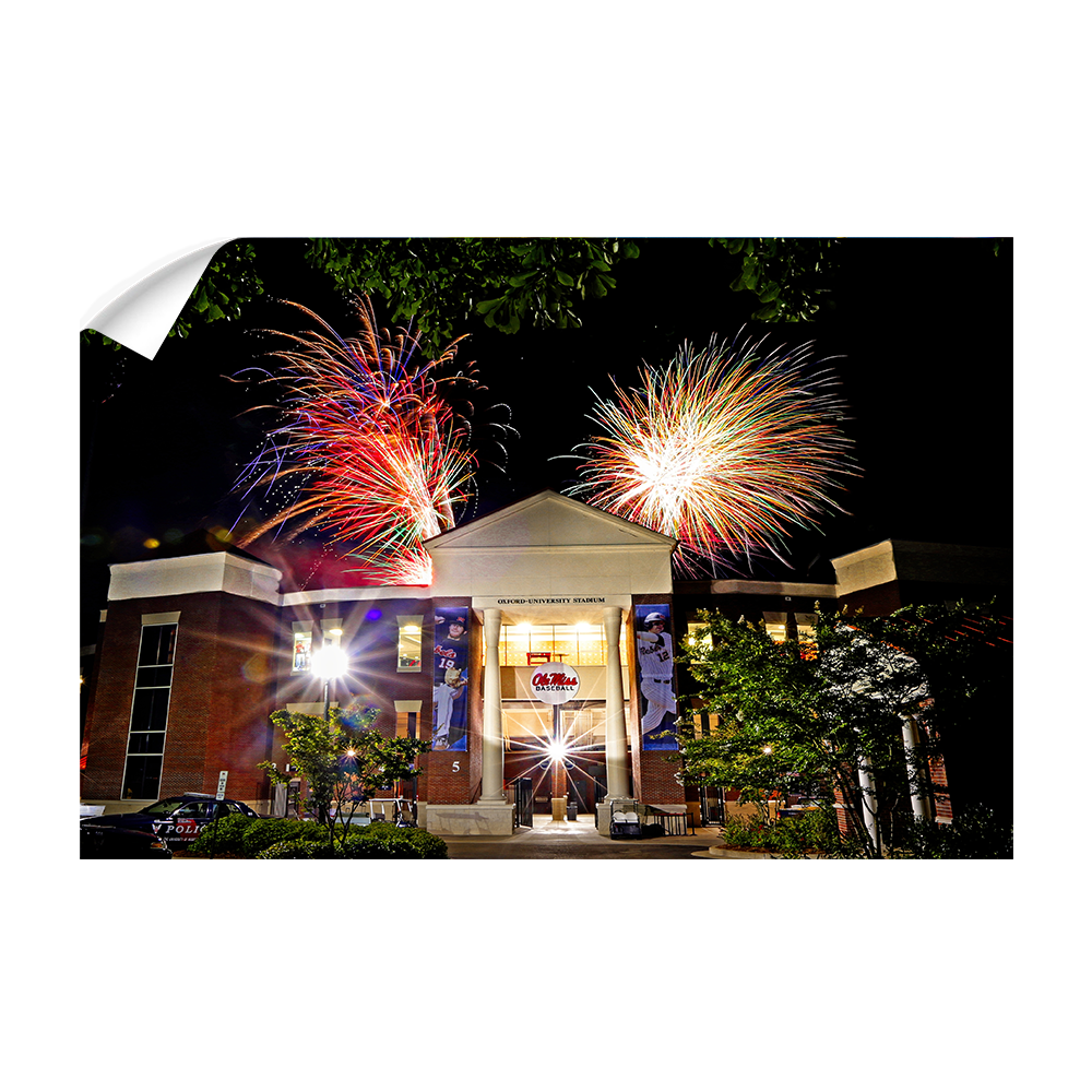 Ole Miss Rebels - Oxford University Stadium Fireworks - College Wall Art #Canvas
