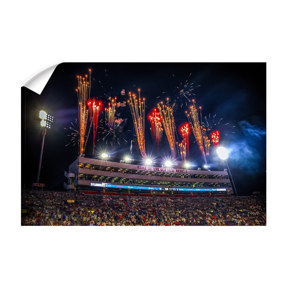 Ole Miss Rebels - Fireworks over Vaught-Hemingway - College Wall Art #Canvas