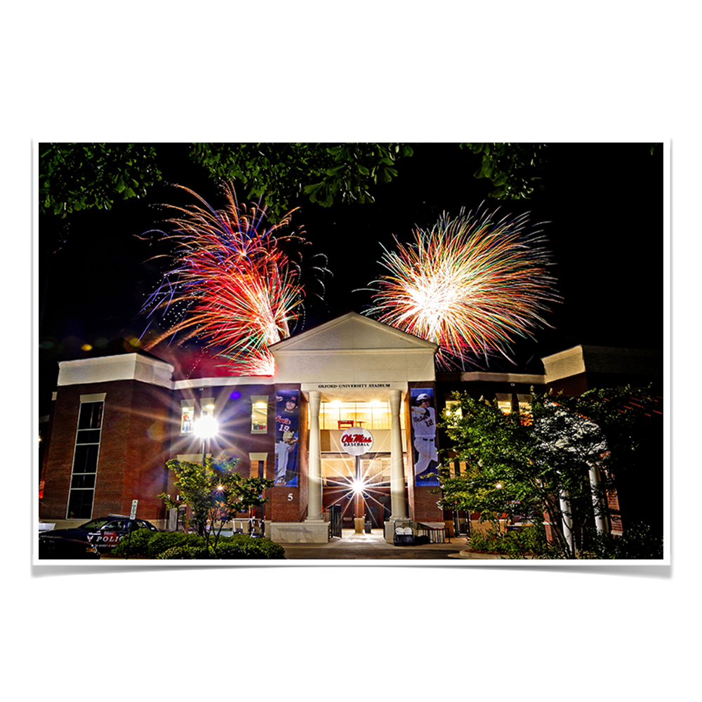 Ole Miss Rebels - Oxford University Stadium Fireworks - College Wall Art #Canvas