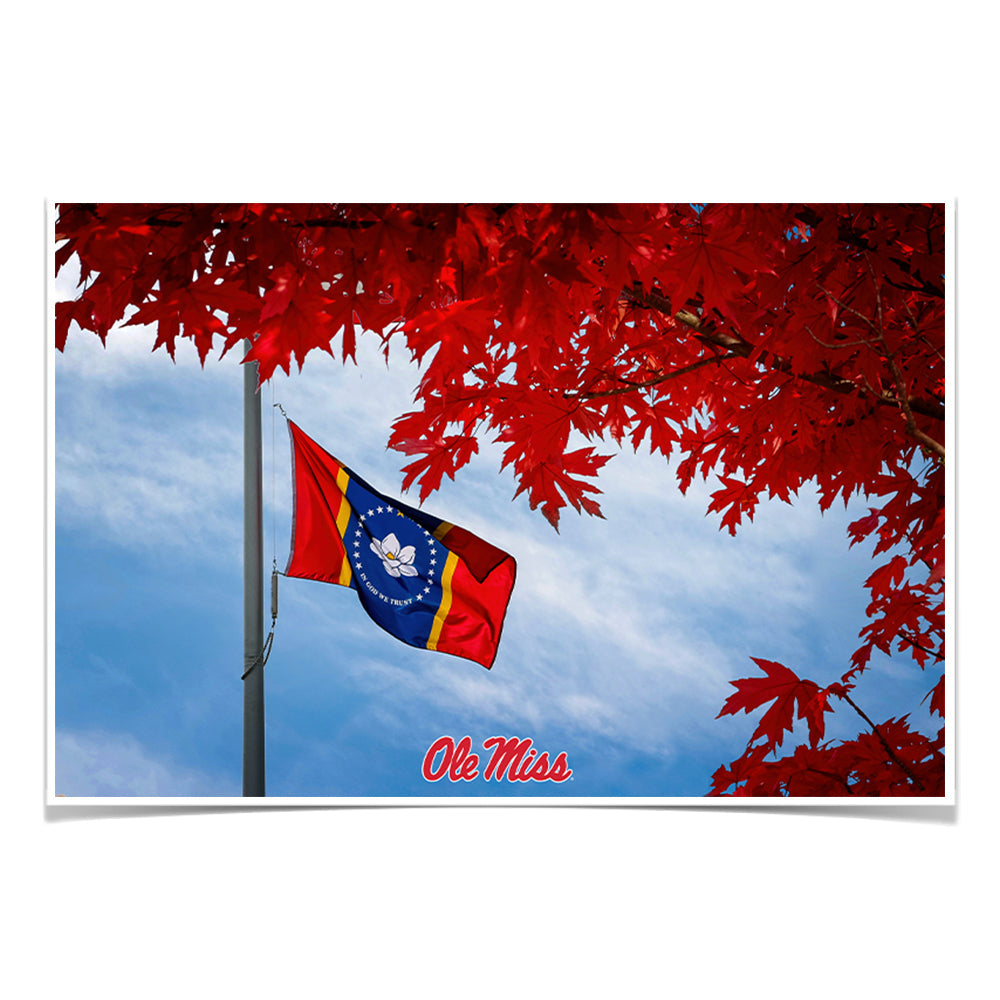 Ole Miss Rebels - Fall Magnolia State Flag - College Wall Art #Canvas