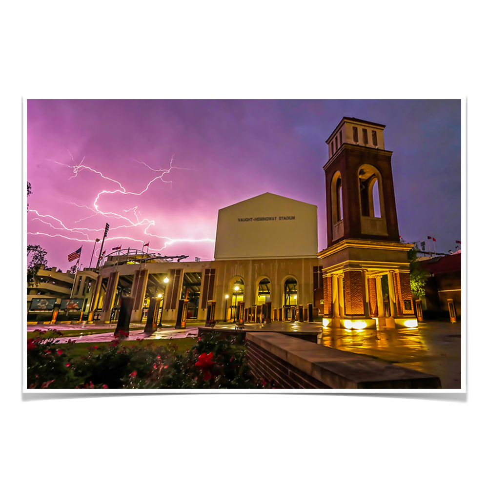 Ole Miss Rebels - Lightning Over Vaught Hemingway - College Wall Art #Canvas